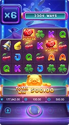 Lucky Piggy · Mengenali simbol di kisi asimetris dan memantau status kombinasi jalur.